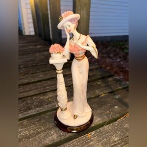 Elegant Porcelain Lady Figurine with Pink Accents